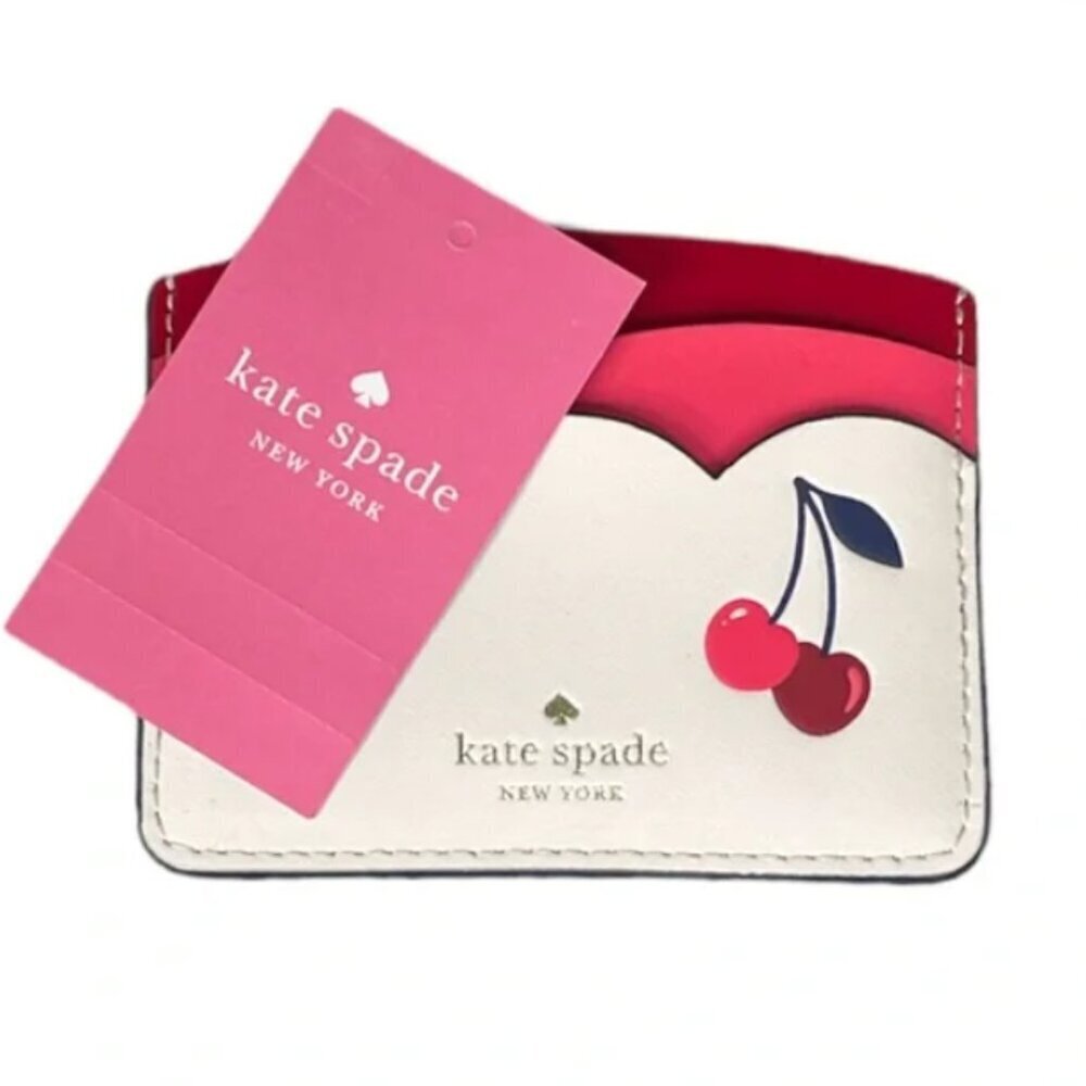 NWT! NEW! Kate Spade Leather Cherries Card Case women small size - Picture 3 of 3